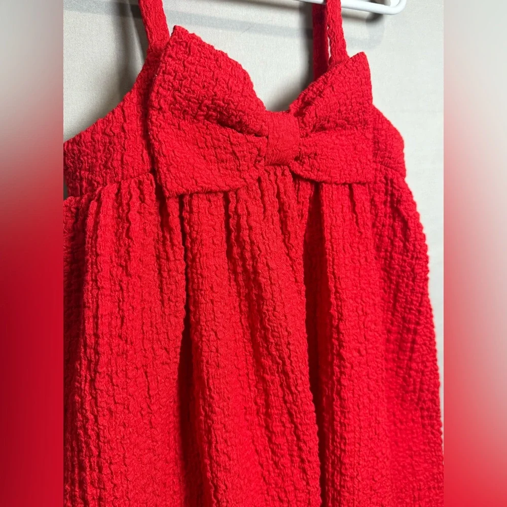 Old Navy Bright Red Textured Bow‎ Dress, 4T